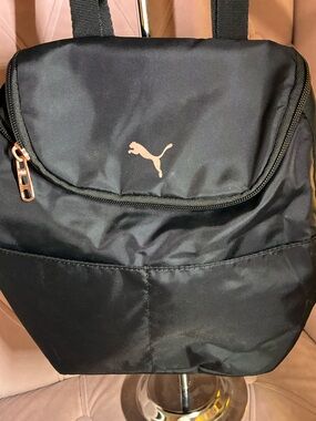 PUMA Unisex Mini Backpack Black with Rose Gold